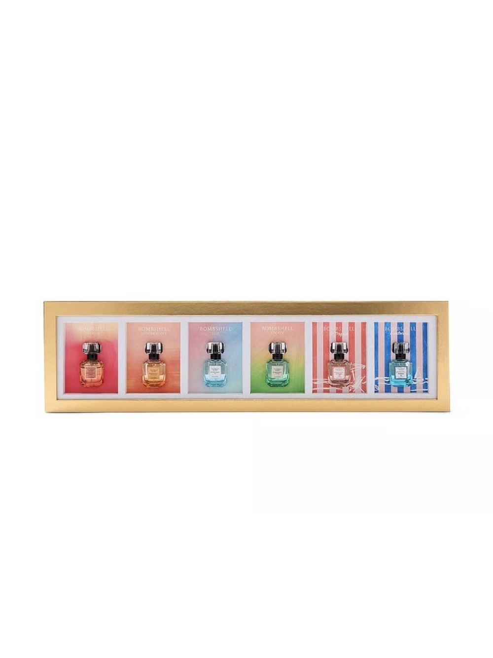 Victoria's Secret Rainbow Mini Perfume Bottle Art with Gold Frame